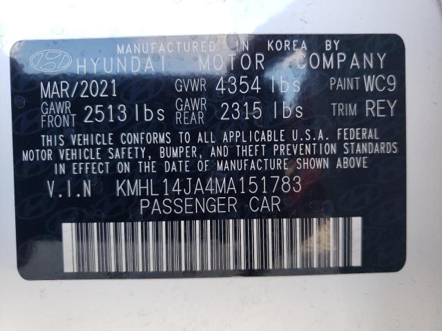 Photo 11 VIN: KMHL14JA4MA151783 - HYUNDAI SONATA SEL 