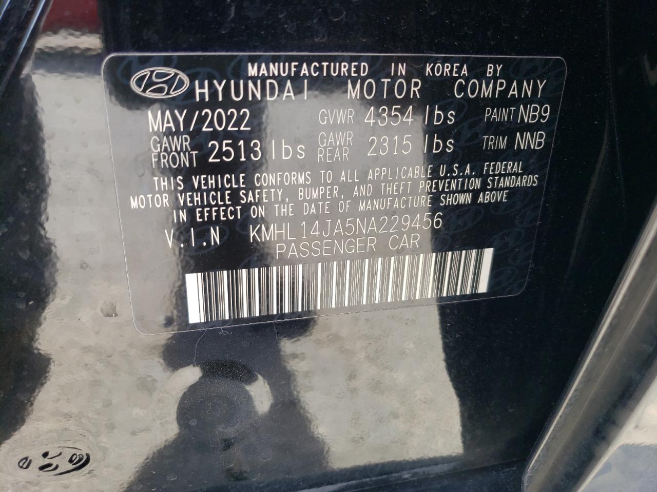 Photo 11 VIN: KMHL14JA5NA229456 - HYUNDAI SONATA 