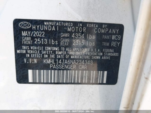 Photo 8 VIN: KMHL14JA6NA234343 - HYUNDAI SONATA 