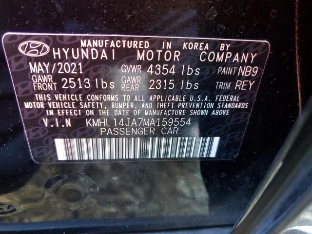 Photo 11 VIN: KMHL14JA7MA159554 - HYUNDAI SONATA SEL 