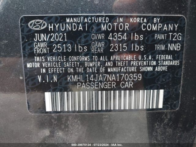 Photo 8 VIN: KMHL14JA7NA170359 - HYUNDAI SONATA 