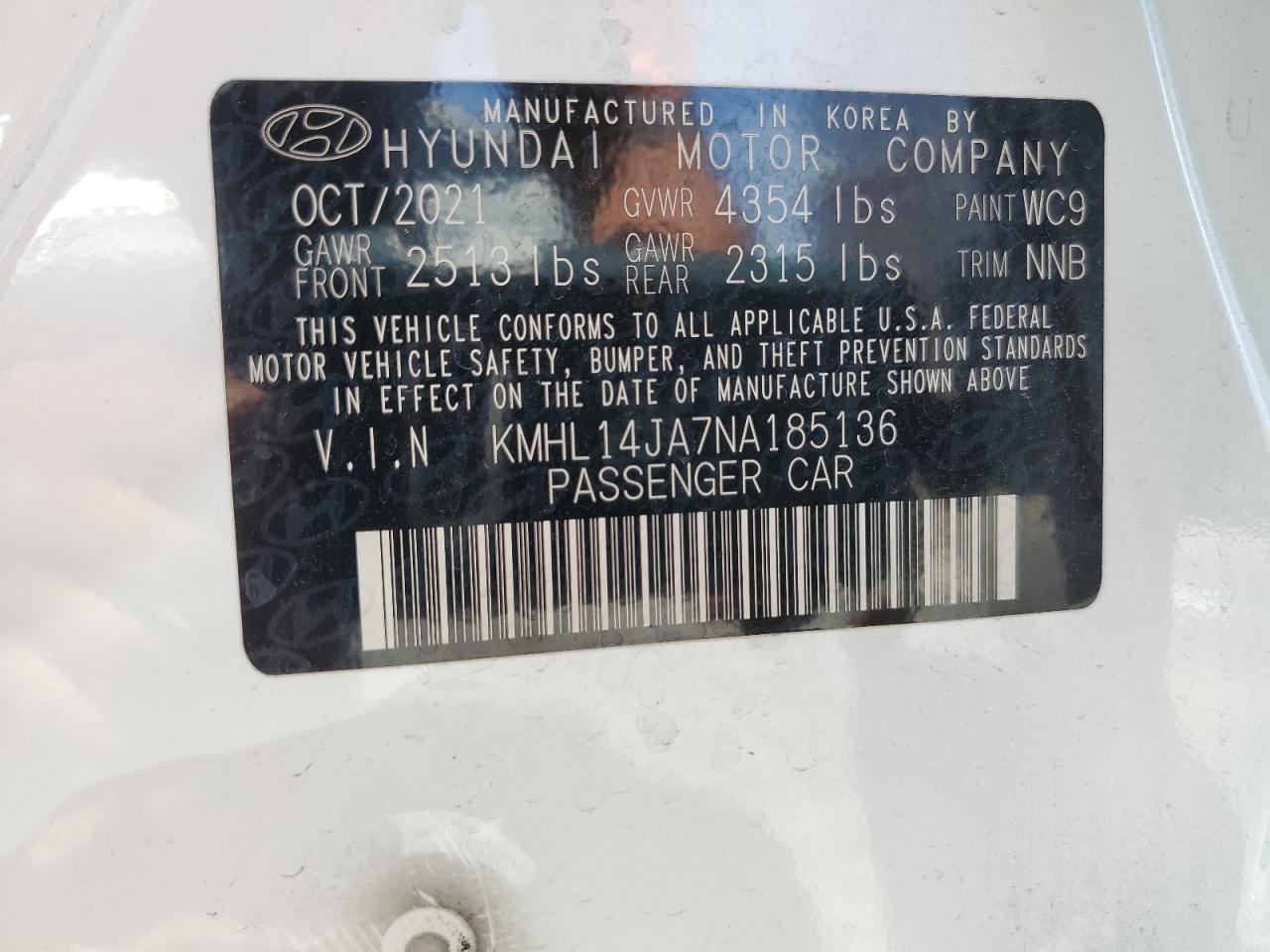 Photo 12 VIN: KMHL14JA7NA185136 - HYUNDAI SONATA 