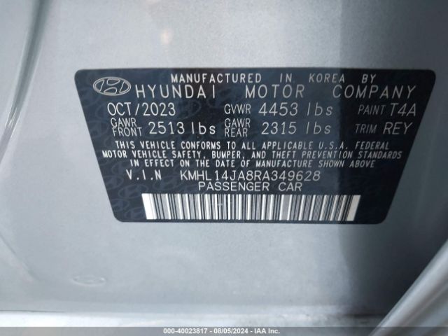 Photo 8 VIN: KMHL14JA8RA349628 - HYUNDAI SONATA 