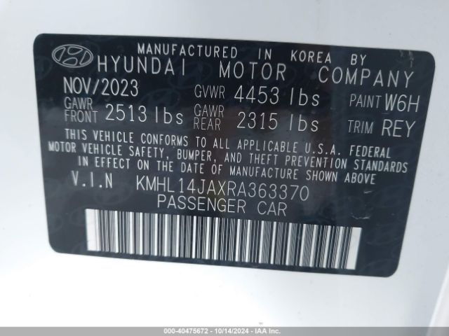 Photo 8 VIN: KMHL14JAXRA363370 - HYUNDAI SONATA 