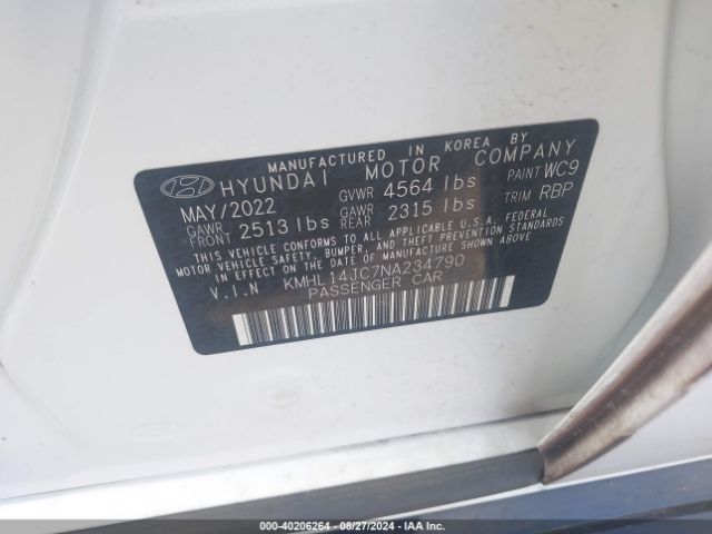 Photo 8 VIN: KMHL14JC7NA234790 - HYUNDAI SONATA 