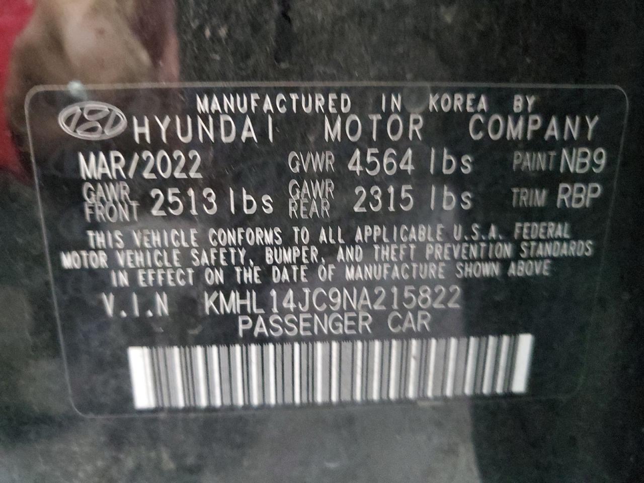 Photo 11 VIN: KMHL14JC9NA215822 - HYUNDAI SONATA 