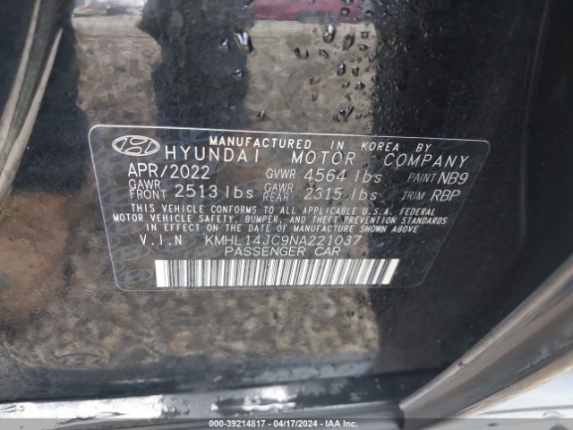 Photo 8 VIN: KMHL14JC9NA221037 - HYUNDAI SONATA 