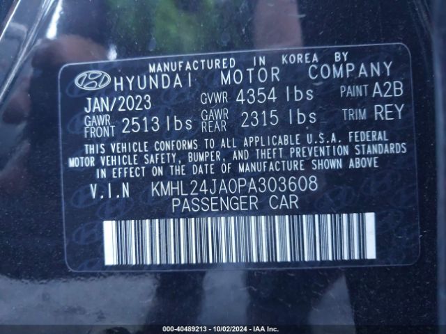 Photo 8 VIN: KMHL24JA0PA303608 - HYUNDAI SONATA 