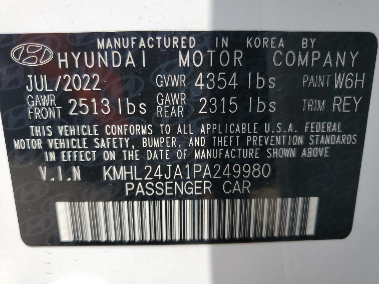 Photo 11 VIN: KMHL24JA1PA249980 - HYUNDAI SONATA 