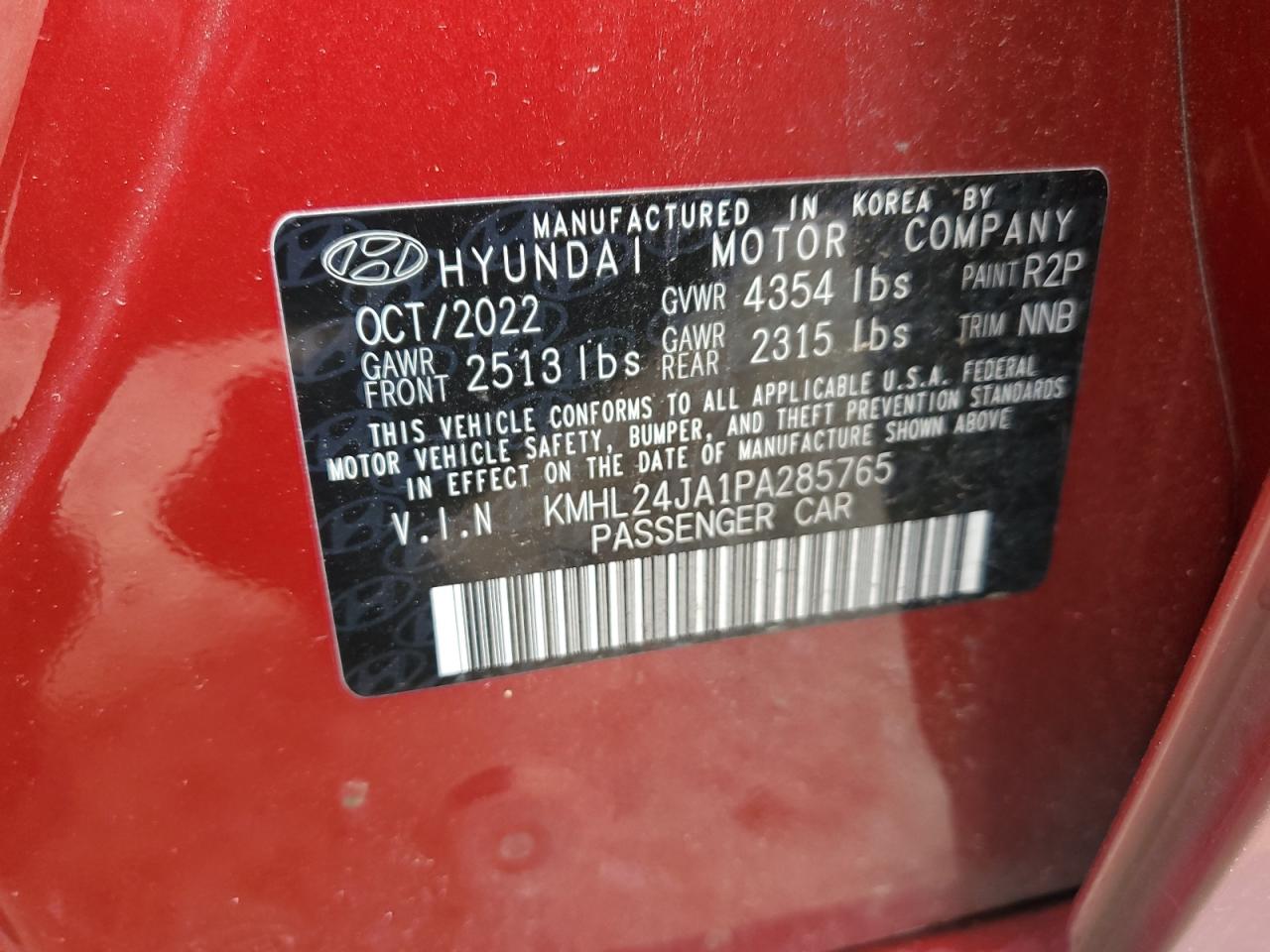 Photo 12 VIN: KMHL24JA1PA285765 - HYUNDAI SONATA 