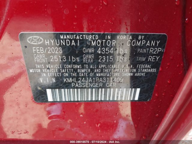 Photo 8 VIN: KMHL24JA1PA311409 - HYUNDAI SONATA 