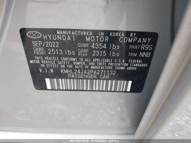 Photo 8 VIN: KMHL24JA2PA271132 - HYUNDAI SONATA 