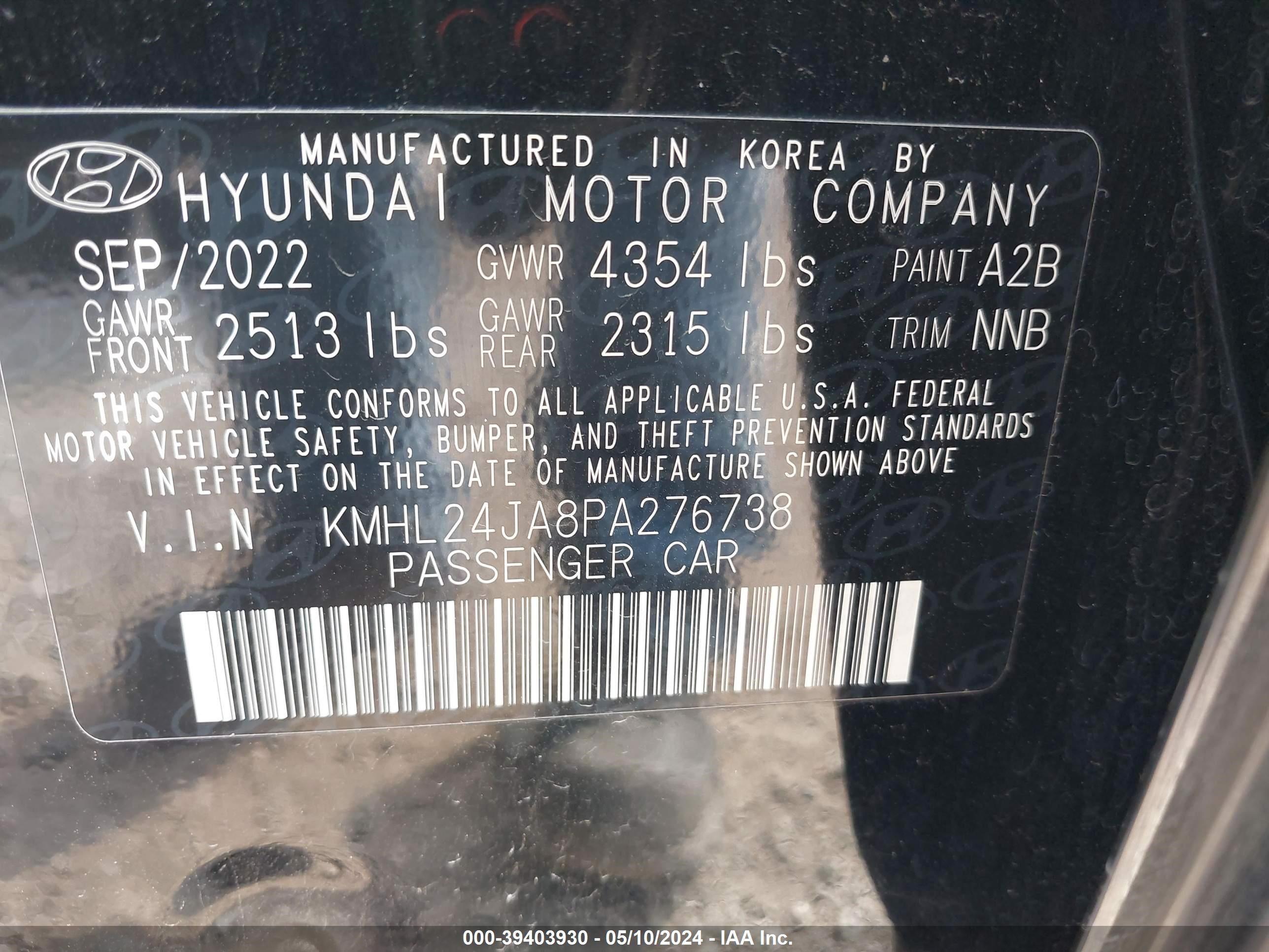 Photo 8 VIN: KMHL24JA8PA276738 - HYUNDAI SONATA 