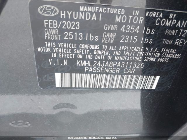 Photo 8 VIN: KMHL24JA8PA311326 - HYUNDAI SONATA 