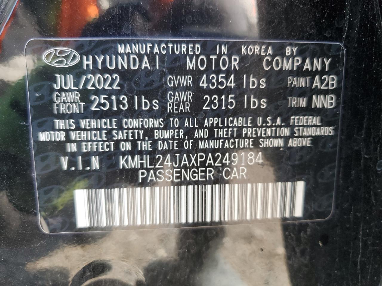 Photo 12 VIN: KMHL24JAXPA249184 - HYUNDAI SONATA 