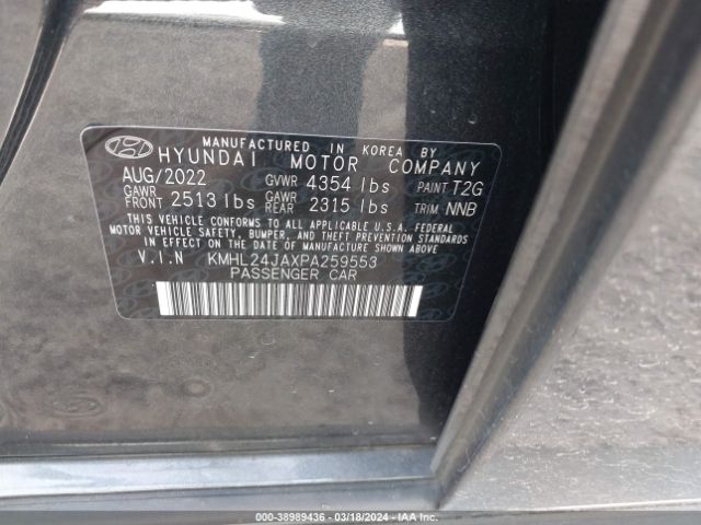 Photo 8 VIN: KMHL24JAXPA259553 - HYUNDAI SONATA 