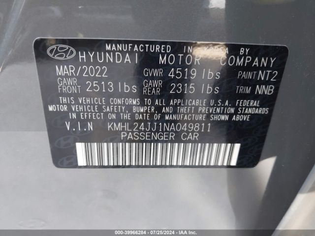 Photo 8 VIN: KMHL24JJ1NA049811 - HYUNDAI SONATA 