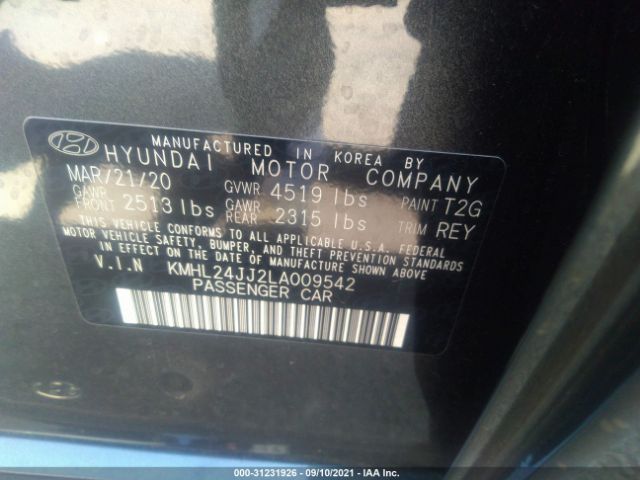 Photo 8 VIN: KMHL24JJ2LA009542 - HYUNDAI SONATA HYBRID 