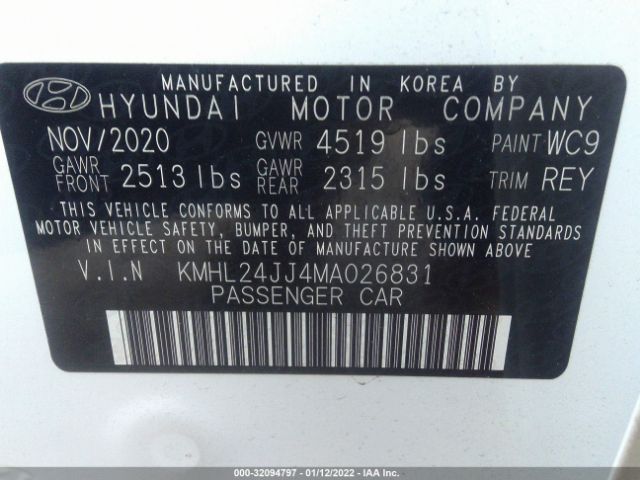 Photo 8 VIN: KMHL24JJ4MA026831 - HYUNDAI SONATA HYBRID 