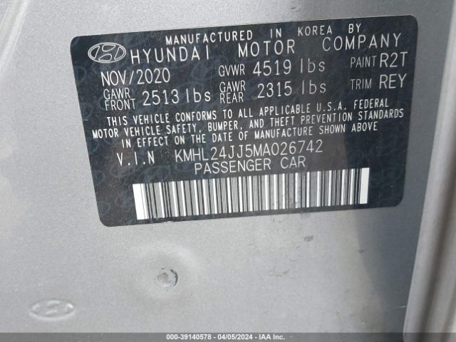 Photo 8 VIN: KMHL24JJ5MA026742 - HYUNDAI SONATA 