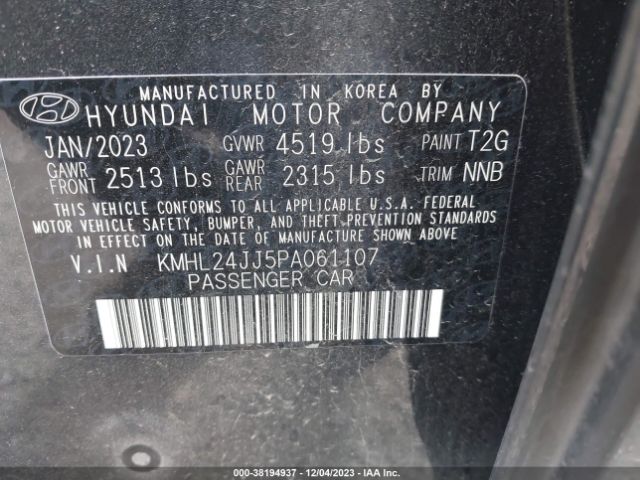 Photo 8 VIN: KMHL24JJ5PA061107 - HYUNDAI SONATA HYBRID 