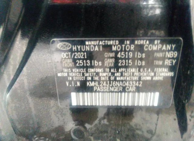 Photo 8 VIN: KMHL24JJ6NA043342 - HYUNDAI SONATA HYBRID 