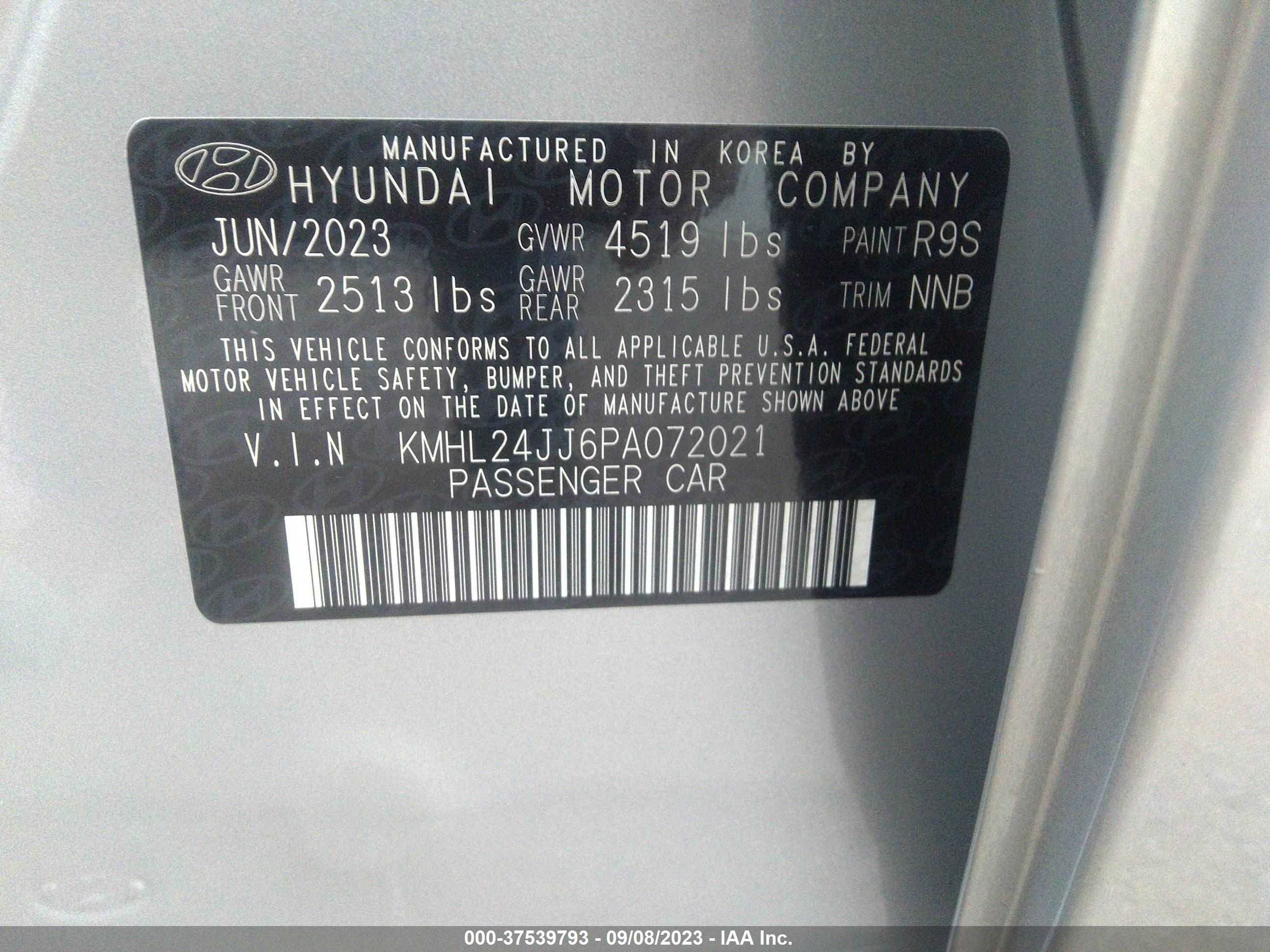 Photo 4 VIN: KMHL24JJ6PA072021 - HYUNDAI SONATA 