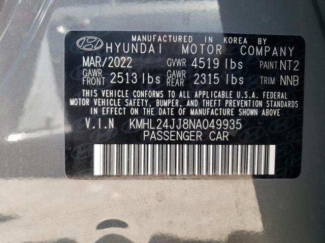 Photo 11 VIN: KMHL24JJ8NA049935 - HYUNDAI SONATA HYB 