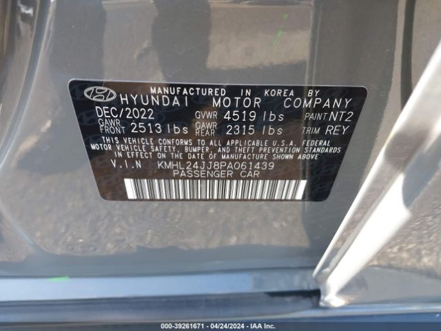 Photo 8 VIN: KMHL24JJ8PA061439 - HYUNDAI SONATA HYBRID 