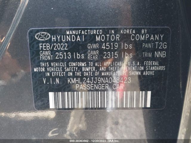 Photo 8 VIN: KMHL24JJ9NA048423 - HYUNDAI SONATA HYBRID 