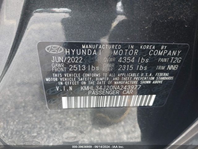 Photo 8 VIN: KMHL34J20NA243977 - HYUNDAI SONATA 