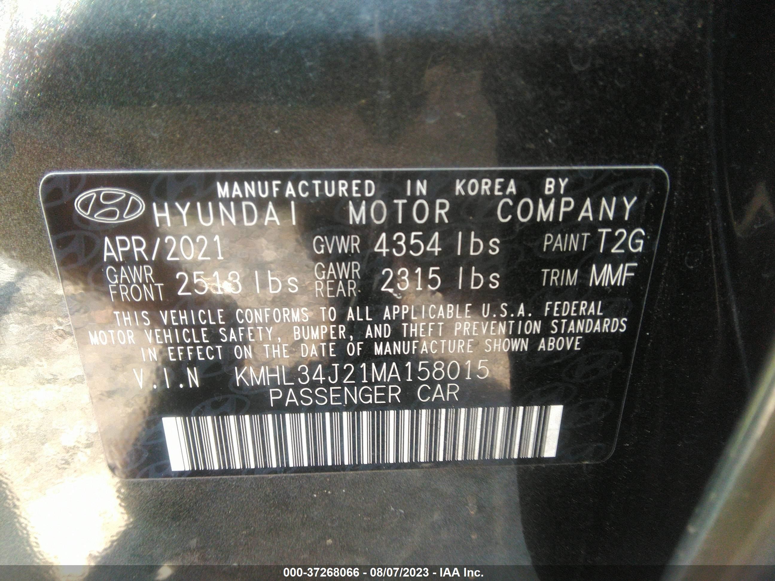 Photo 8 VIN: KMHL34J21MA158015 - HYUNDAI SONATA LIM 