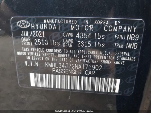 Photo 8 VIN: KMHL34J22NA173902 - HYUNDAI SONATA 