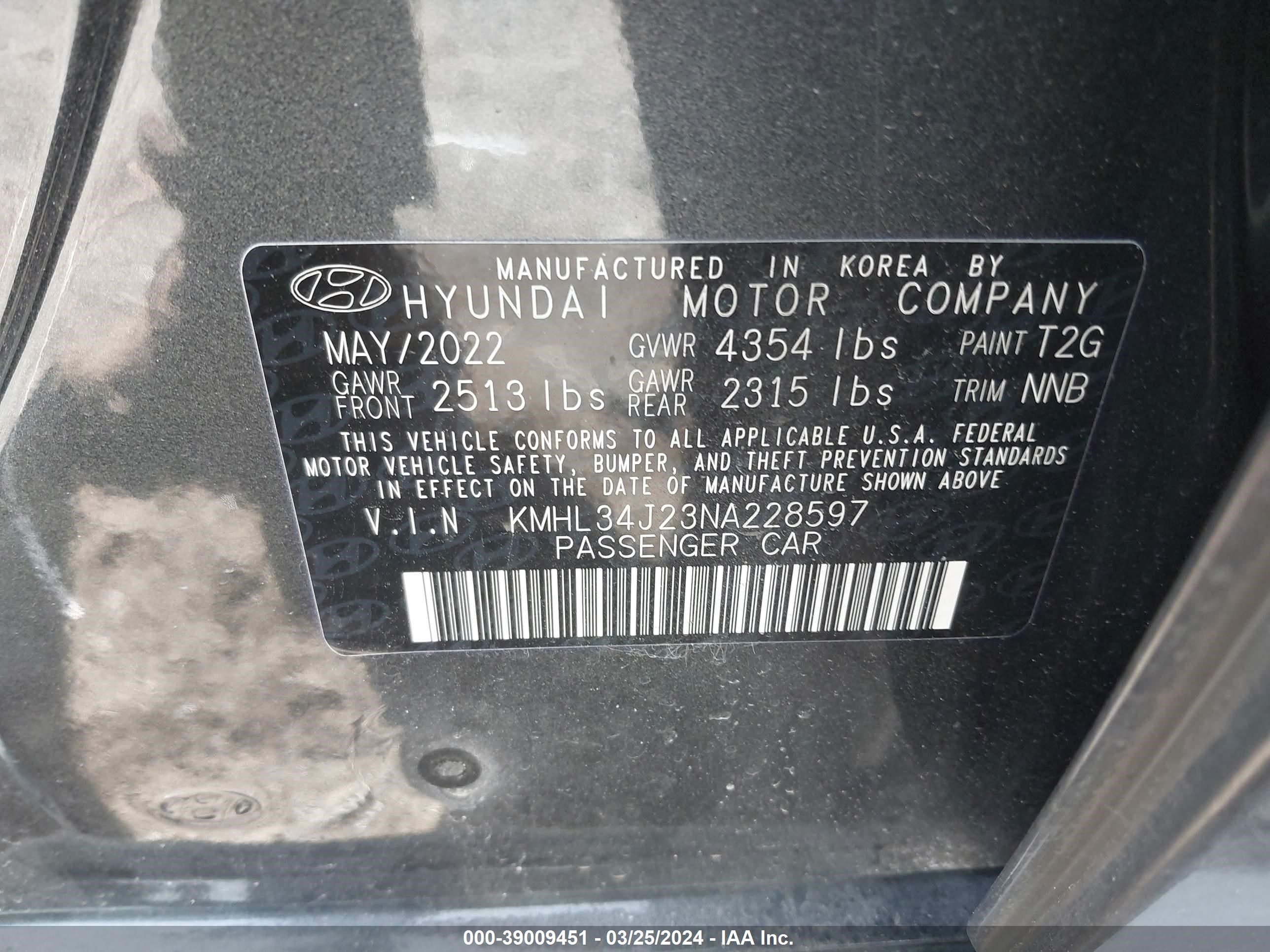 Photo 8 VIN: KMHL34J23NA228597 - HYUNDAI SONATA 