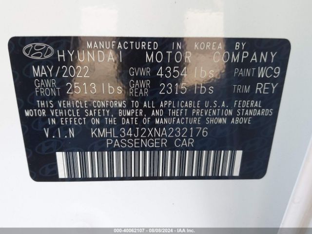 Photo 8 VIN: KMHL34J2XNA232176 - HYUNDAI SONATA 