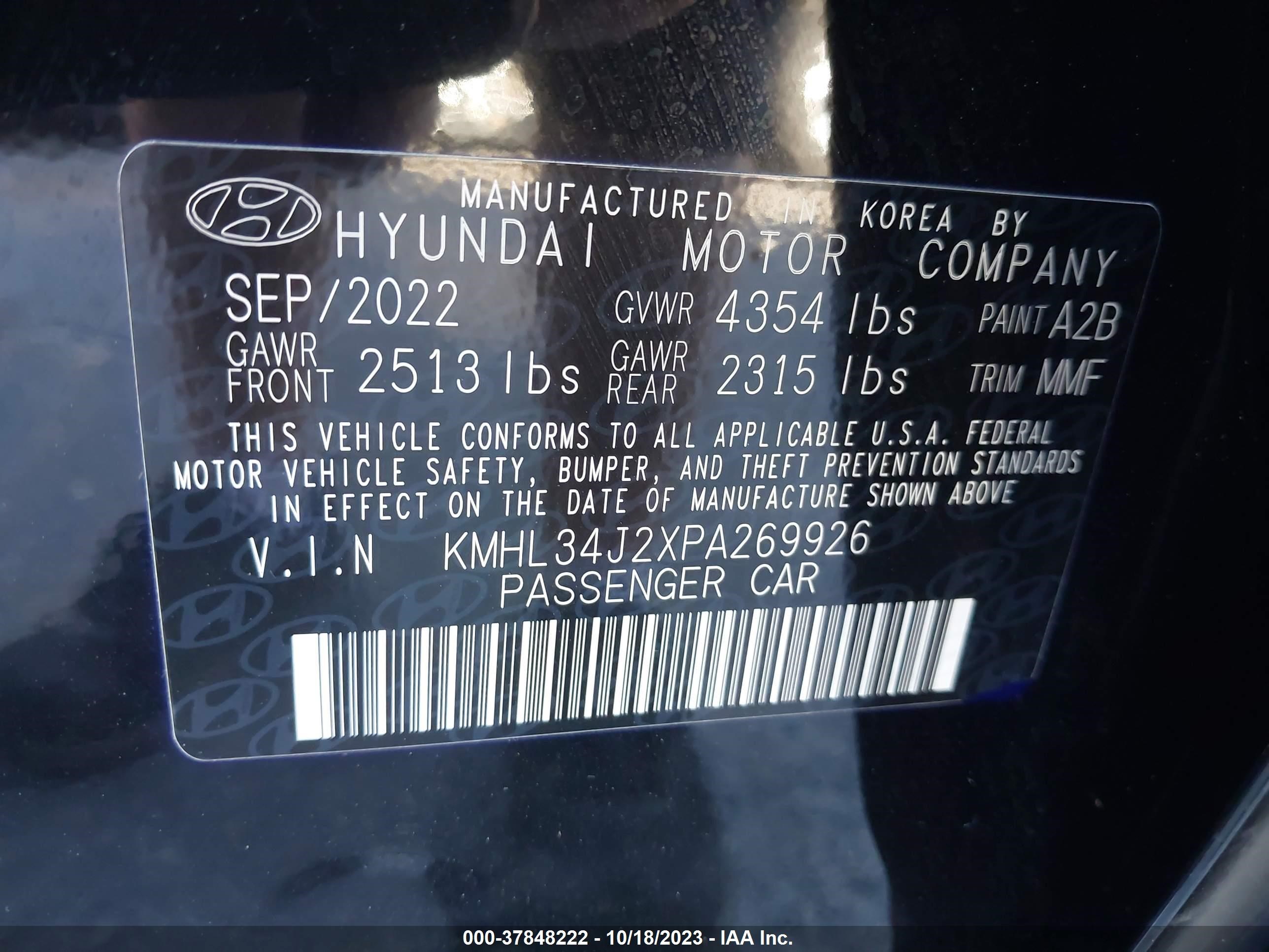 Photo 8 VIN: KMHL34J2XPA269926 - HYUNDAI SONATA 