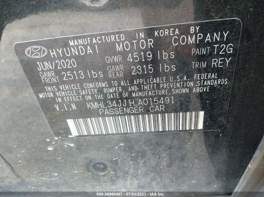 Photo 8 VIN: KMHL34JJ1LA015491 - HYUNDAI SONATA 