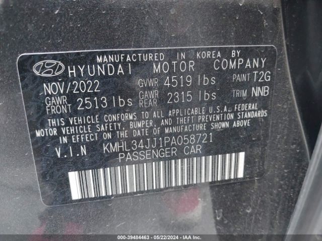 Photo 8 VIN: KMHL34JJ1PA058721 - HYUNDAI SONATA HYBRID 