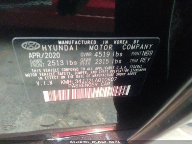 Photo 8 VIN: KMHL34JJ2LA010607 - HYUNDAI SONATA 