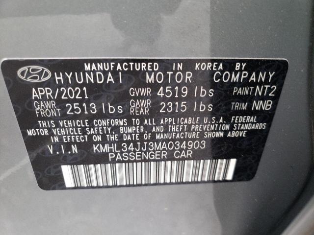 Photo 9 VIN: KMHL34JJ3MA034903 - HYUNDAI SONATA HYB 