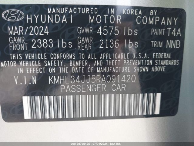 Photo 8 VIN: KMHL34JJ5RA091420 - HYUNDAI SONATA HYBRID 