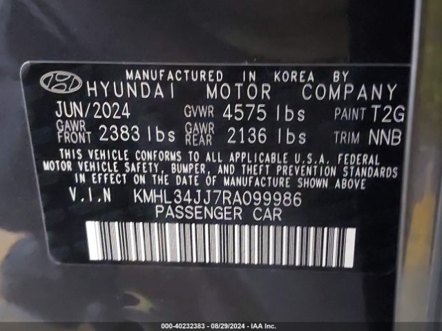 Photo 8 VIN: KMHL34JJ7RA099986 - HYUNDAI SONATA 