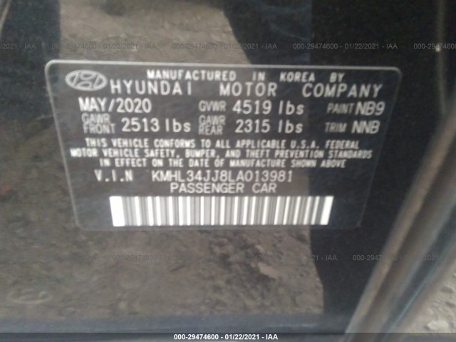 Photo 8 VIN: KMHL34JJ8LA013981 - HYUNDAI SONATA HYBRID 