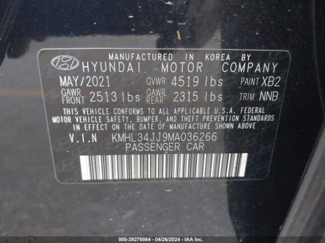 Photo 8 VIN: KMHL34JJ9MA036266 - HYUNDAI SONATA 