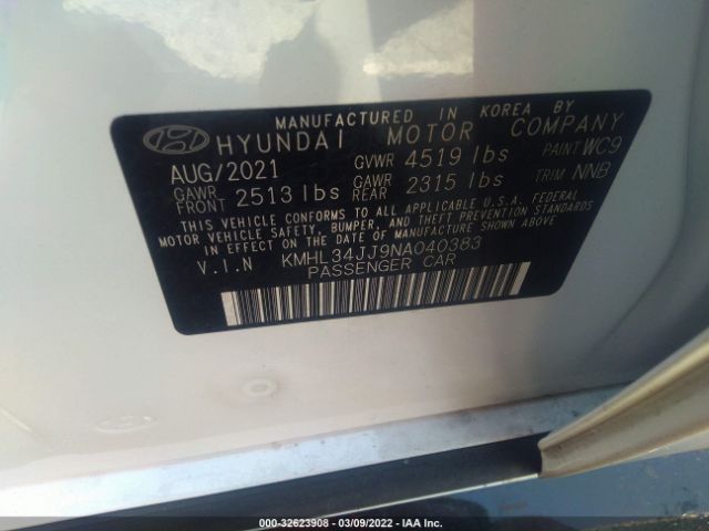 Photo 8 VIN: KMHL34JJ9NA040383 - HYUNDAI SONATA HYBRID 