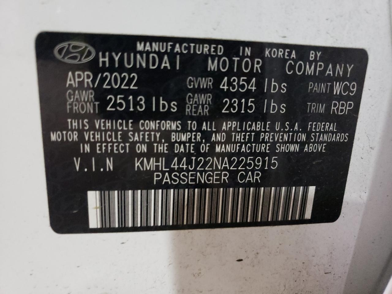 Photo 11 VIN: KMHL44J22NA225915 - HYUNDAI SONATA 