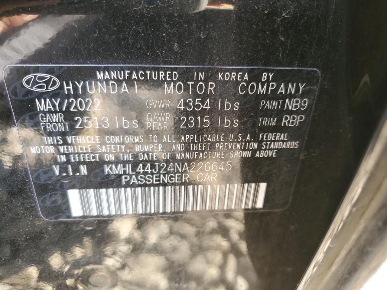 Photo 11 VIN: KMHL44J24NA226645 - HYUNDAI SONATA 