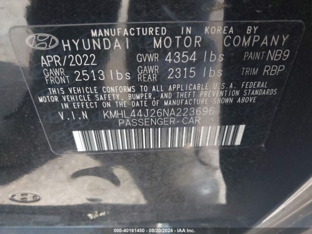 Photo 8 VIN: KMHL44J26NA223696 - HYUNDAI SONATA 