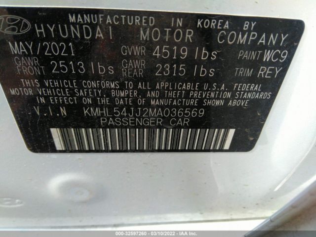 Photo 8 VIN: KMHL54JJ2MA036569 - HYUNDAI SONATA HYBRID 