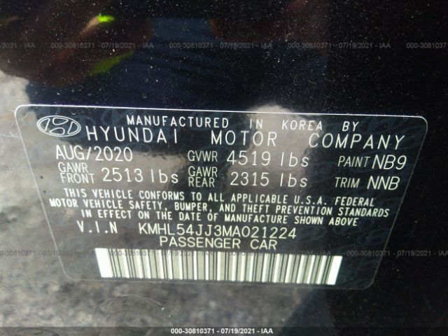 Photo 8 VIN: KMHL54JJ3MA021224 - HYUNDAI SONATA HYBRID 